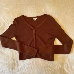 BP Brown Cropped Ribbed Knit Top